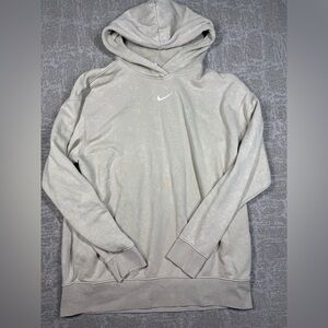 Nike Center Swoosh Long Sleeve Tan Washed Sweatshirt Mens Size Small